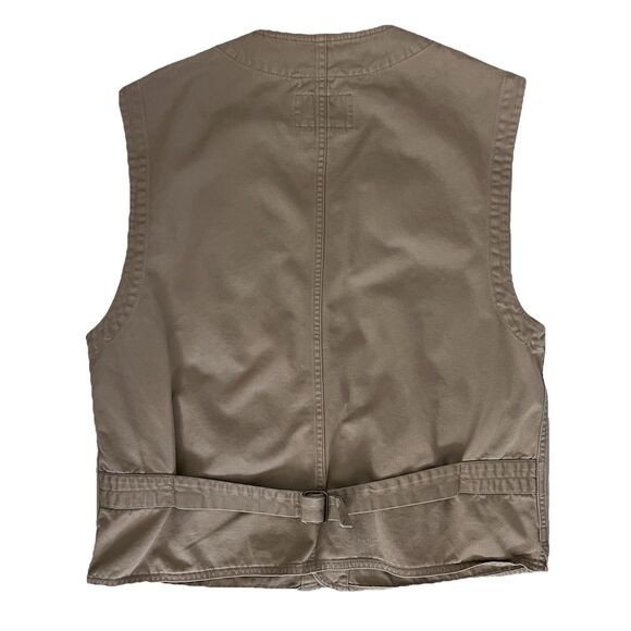Faconnable Tan Khaki Cotton Outdoor Gorpcore Hiking Mens Casual Utility Vest - M - Picture 4 of 7